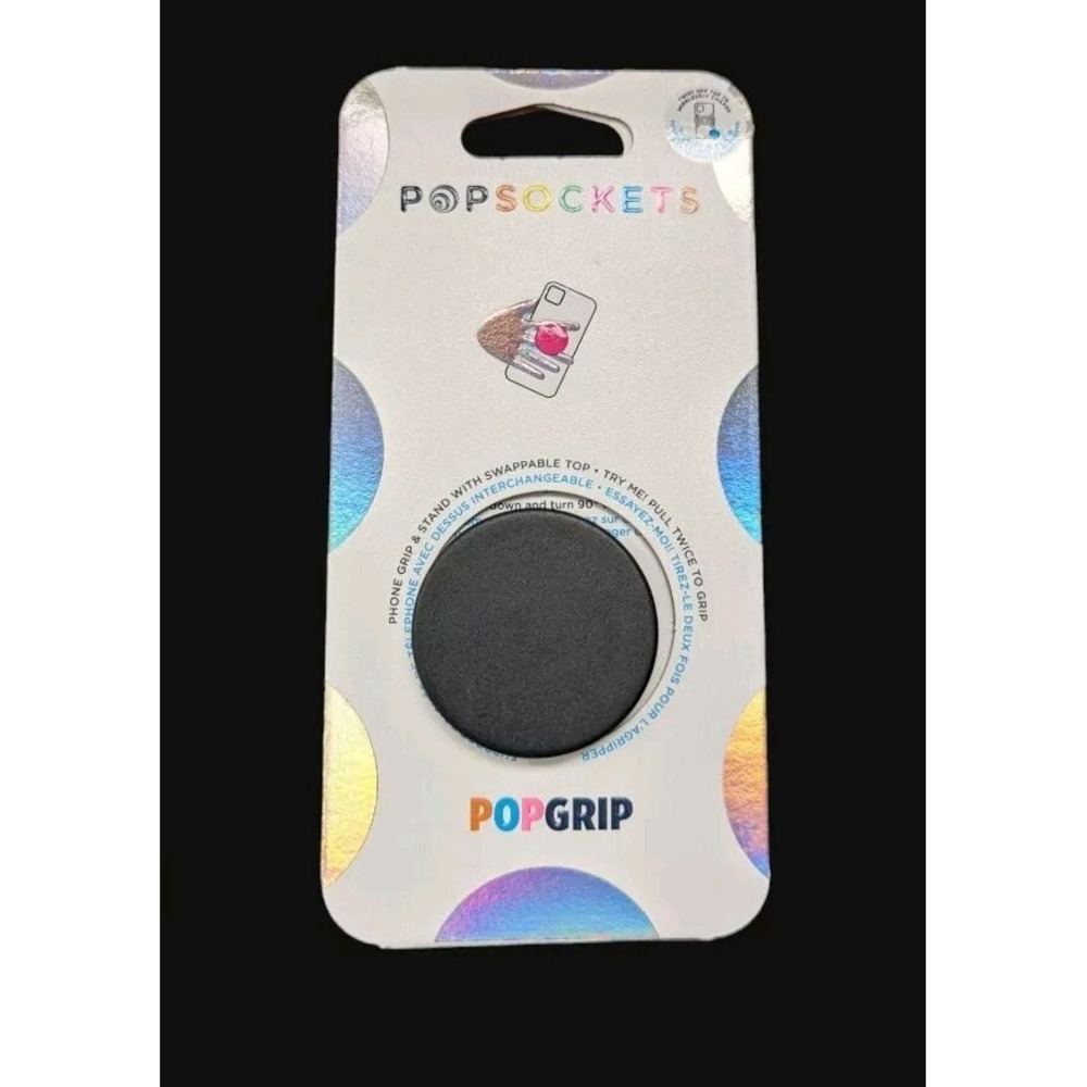 G7. PopSockets PopGrip with Swappable Top for Phone - Black (Top Was Swapped)